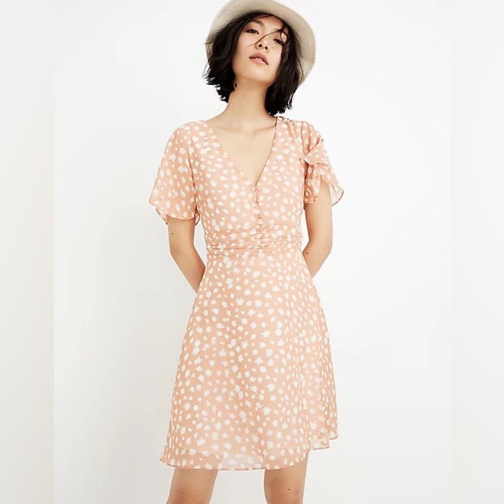 Madewell Ruched-Waist Mini Dress in Star Shower